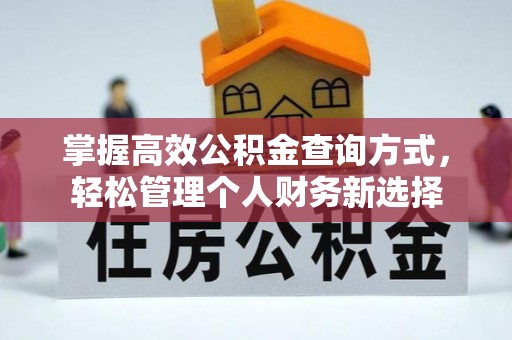 金塘掌握高效公积金查询方式，轻松管理个人财务新选择