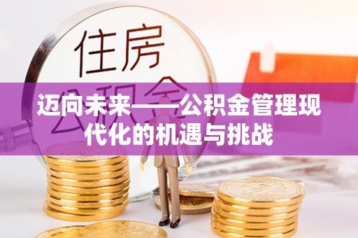 金塘迈向未来——公积金管理现代化的机遇与挑战